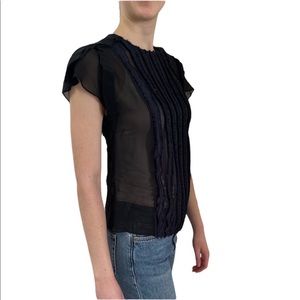 Phillip Lim 3.1 Sheer Short Sleeve Blouse Black Size 2